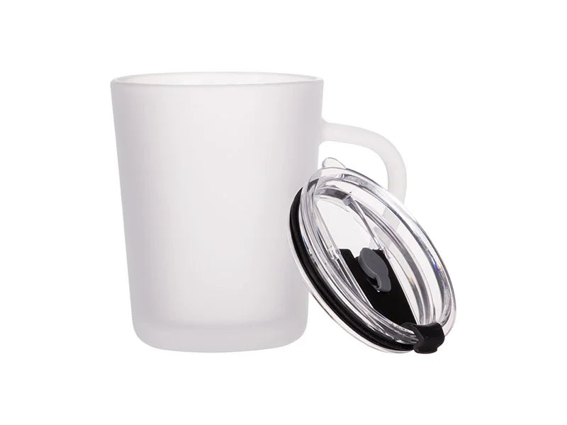 Sublimation 13oz/400ml Glass Mug w/ Lid & Straw (Frosted)