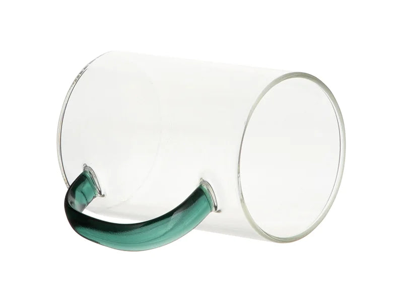 Sublimation 12oz/360ml Glass Mug w/ Green Handle(Clear)