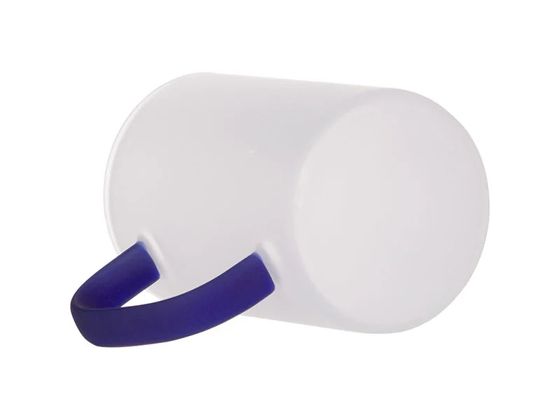 Sublimation 12oz/360ml Glass Mug w/ Dark Blue Handle(Frosted)