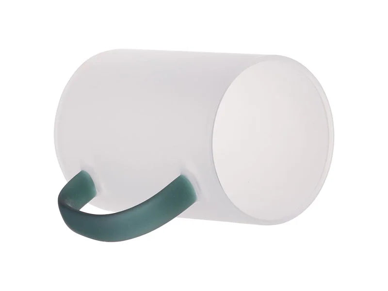 Sublimation 12oz/360ml Glass Mug w/ Green Handle(Frosted)