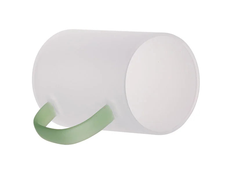 Sublimation 12oz/360ml Glass Mug w/ Light Green Handle(Frosted)