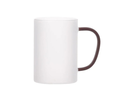 Sublimation 12oz/360ml Glass Mug w/ Red Handle(Frosted)