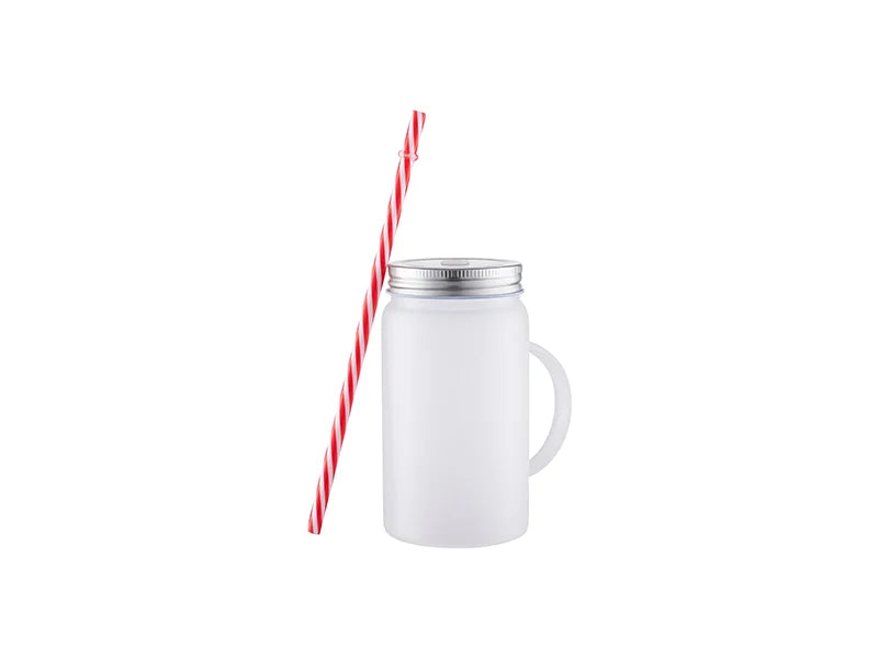 17oz/500ml Sublimation Blanks Mason Jar w/ Straw (Frosted)