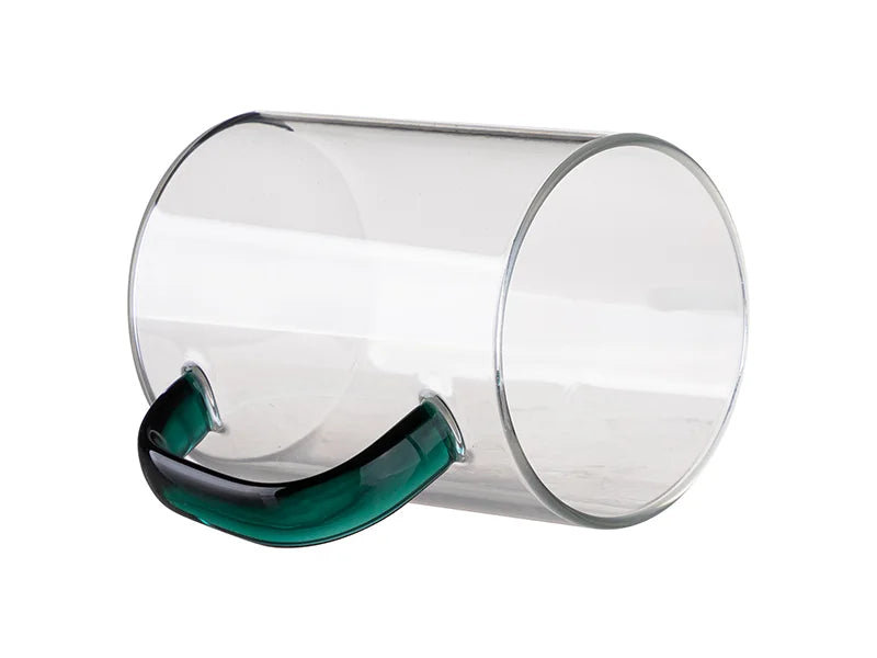 15oz/450ml Glass Mug w/ Green Handle(Clear)