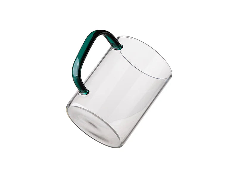 15oz/450ml Glass Mug w/ Green Handle(Clear)