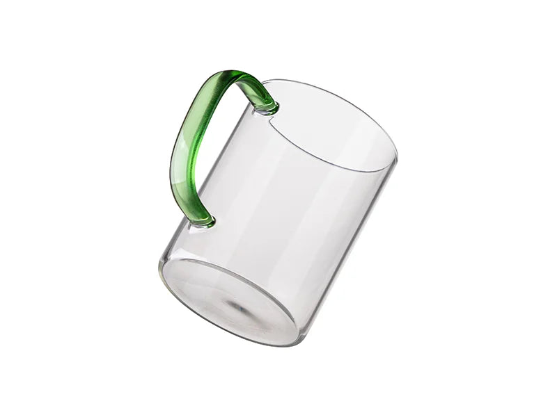15oz/450ml Glass Mug w/ Light Green Handle(Clear)