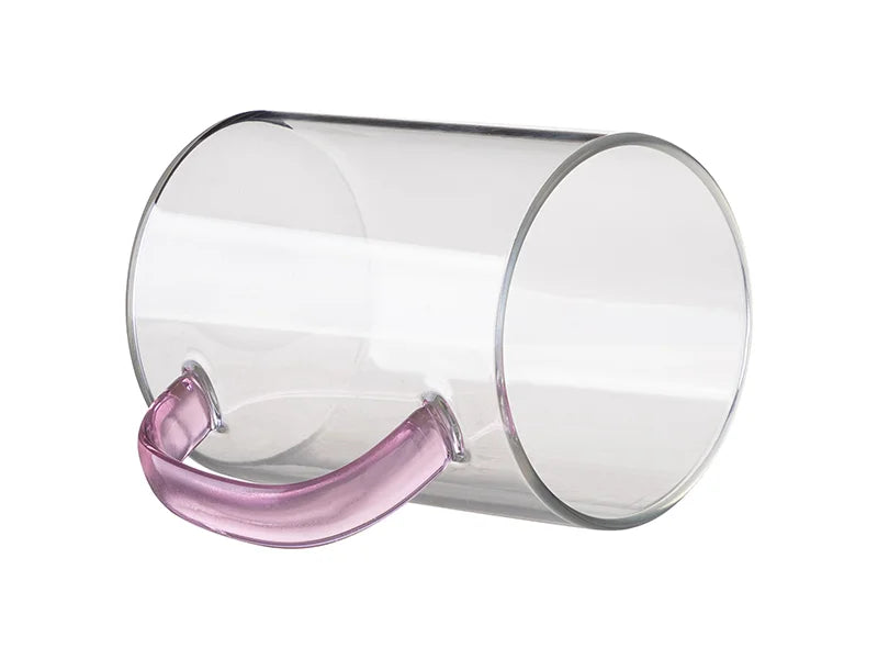 15oz/450ml Glass Mug w/ Pink Handle(Clear)
