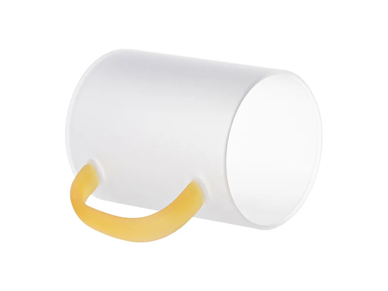 Sublimation Blanks 15oz/450ml Glass Mug w/ Yellow Handle(Frosted)