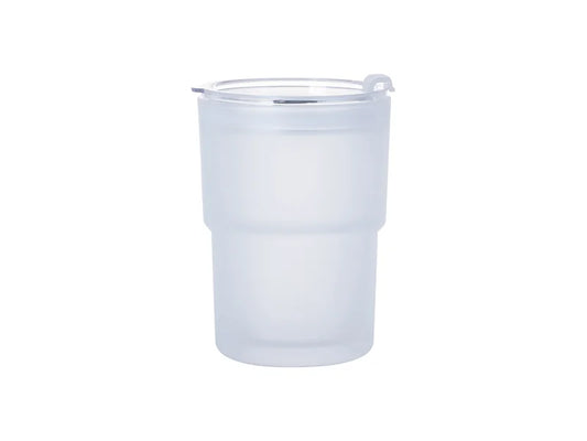 Sublimation Blanks 13oz/400ml Stackable Glass Tumbler with Lid(Frosted)