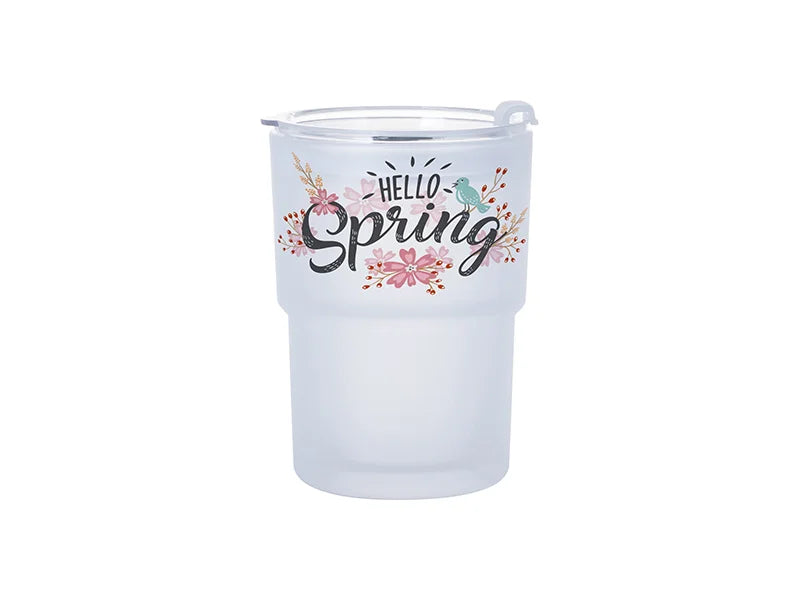 Sublimation Blanks 13oz/400ml Stackable Glass Tumbler with Lid(Frosted)