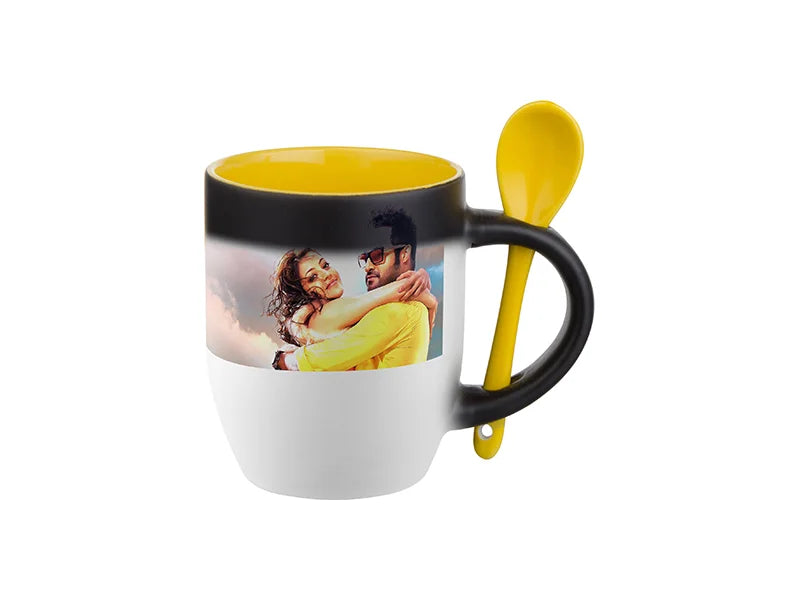 Sublimation 11oz Changing Color Spoon Mug(Yellow)