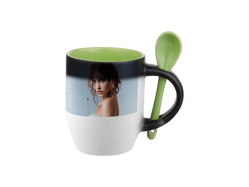 Sublimation 11oz Changing Color Spoon Mug(Light Green)