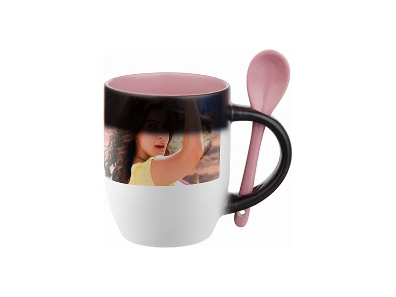 Sublimation 11oz Changing Color Spoon Mug (Pink)