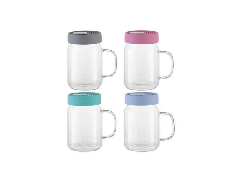 20oz/600ml Glass Mason Jar w/ Silicon Lid (Clear,Mint Green)