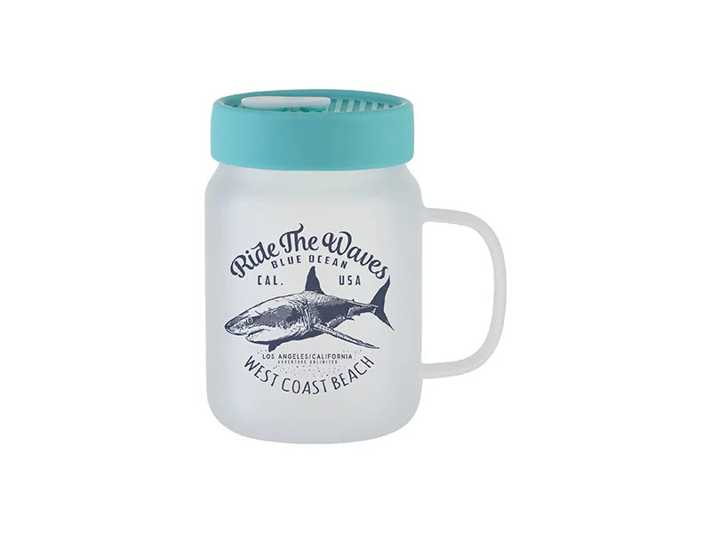 20oz/600ml Glass Mason Jar w/ Silicon Lid (Frosted,Mint Green)