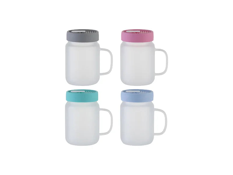 20oz/600ml Glass Mason Jar w/ Silicon Lid (Frosted,Mint Green)