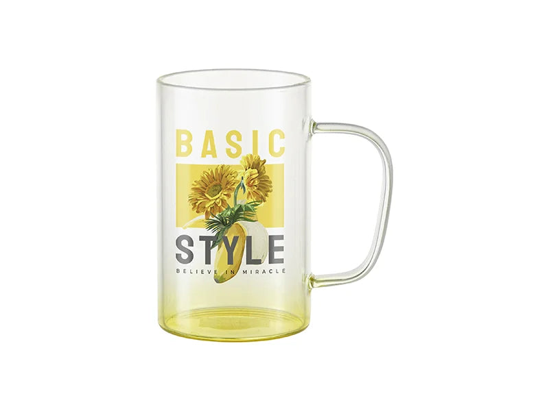 18oz/540ml Glass Beer Coffee Mugs(Clear, Gradient Yellow)