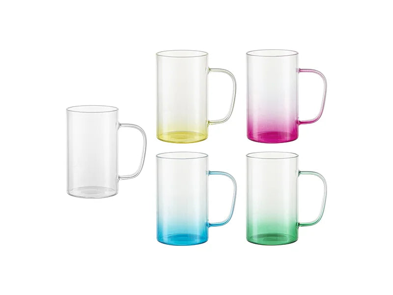 18oz/540ml Glass Beer Coffee Mugs(Clear, Gradient Pink)
