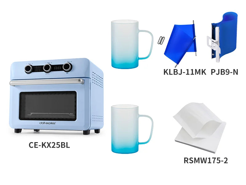 18oz/540ml Glass Beer Coffee Mugs(Clear, Gradient Blue)