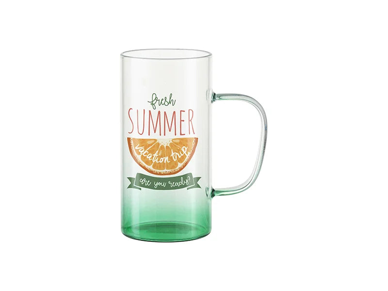 22oz/650m Glass Mug(Clear, Gradient Green)