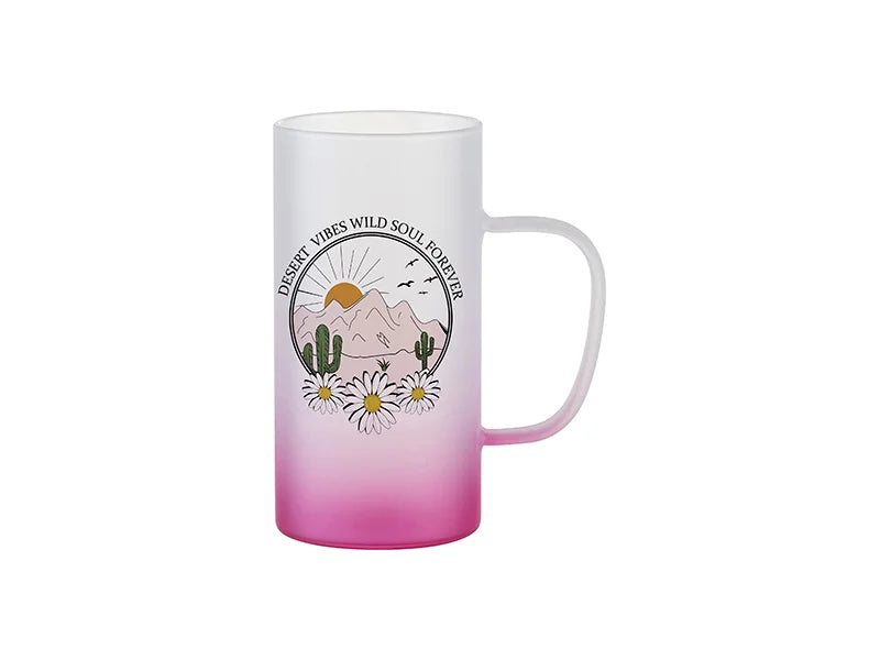 22oz/650m Glass Mug(Frosted, Gradient Green)