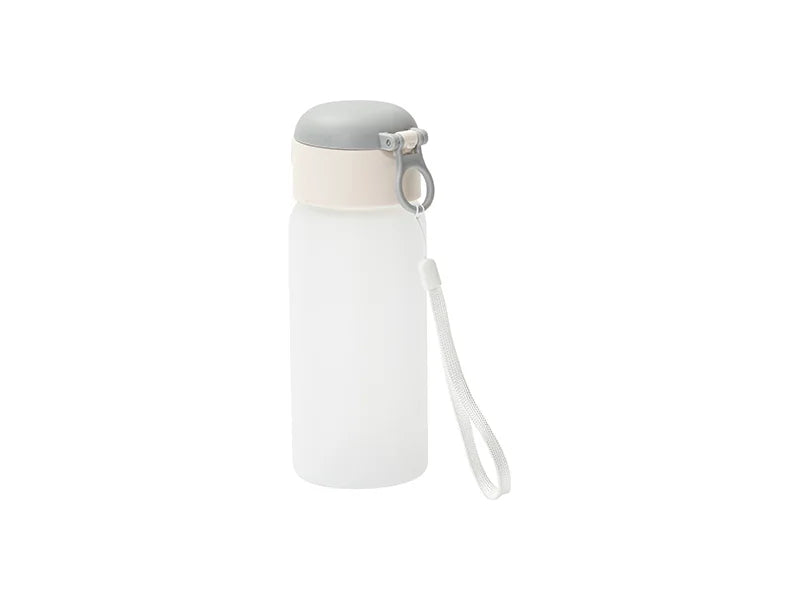 Sublimation 15oz/450ml Frosted Kids Glass Bottle with Gray Pop-up Straw Lid