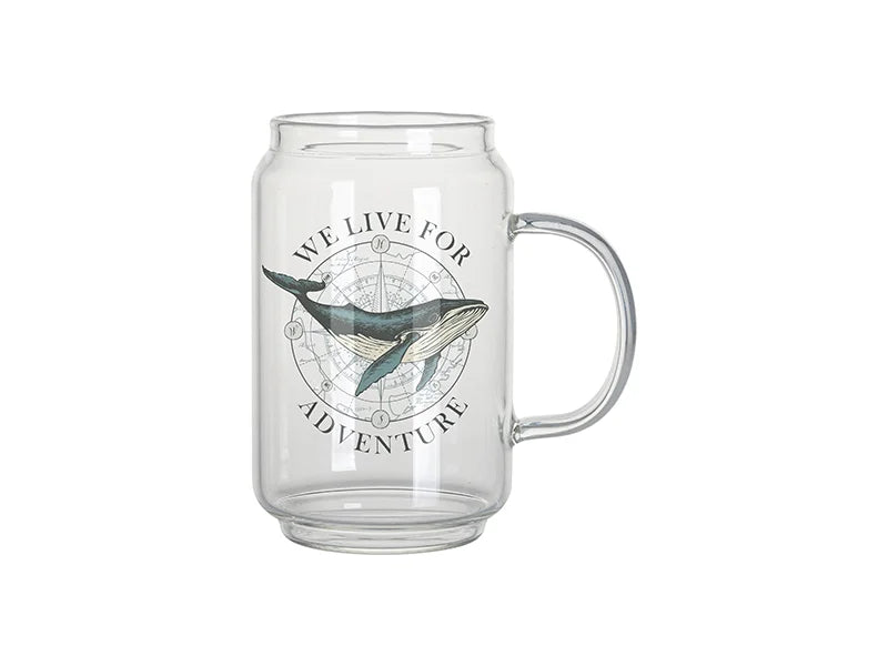 Sublimation Blanks 13oz/400ml Clear Can Glass Mug w/ Handle