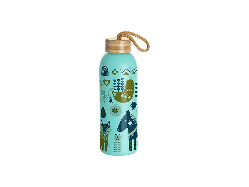Sublimation Blanks 25oz/750ml Frosted Glass Bottle w/ Bamboo Lid (Mint Green)