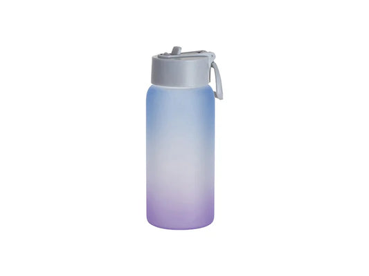 Sublimation 25oz/750ml Frosted Glass Sports Bottle w/ Grey Straw Lid (Gradient Color Blue & Purple)