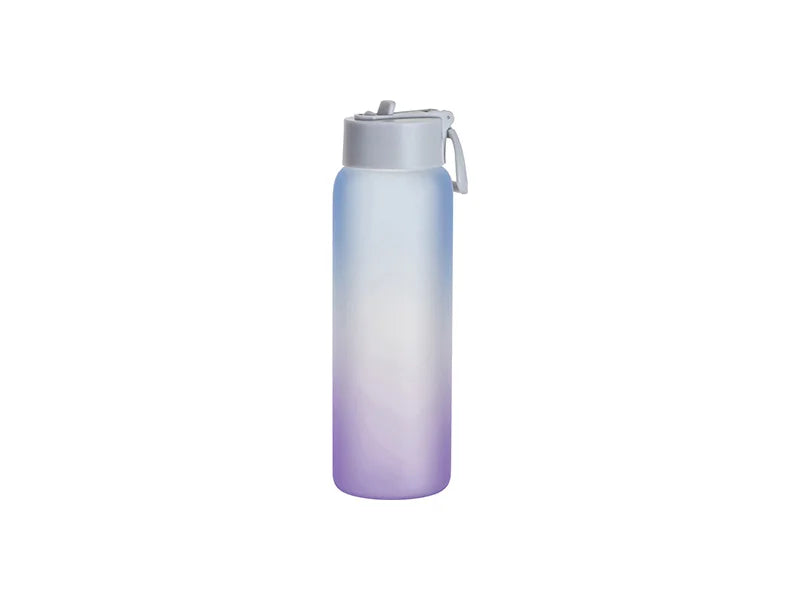 Sublimation 32oz/950ml Frosted Glass Sports Bottle w/ Grey Straw Lid (Gradient Color Blue & Purple)
