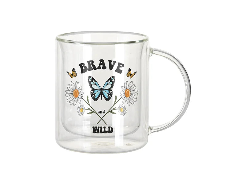 Sublimation Blanks 11oz/330ml Double Layer Glass Mug(Clear)