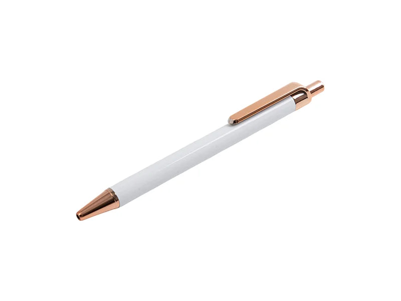 Sublimation Ballpoint Pen with Shrink Wrap (Rose Gold+White Barrel)