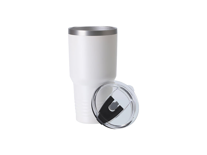 Sublimation Blanks 30oz/900ml Powder Coated Ringneck Grip SS Tumbler with Straw (White, Matt Sub Coating)