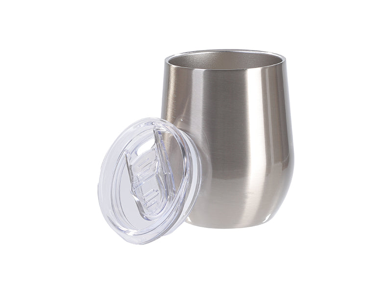 Sublimation Blanks 9oz/260ml Stainless SteelStemless Wine Cup w/ SlideLid (Silver)