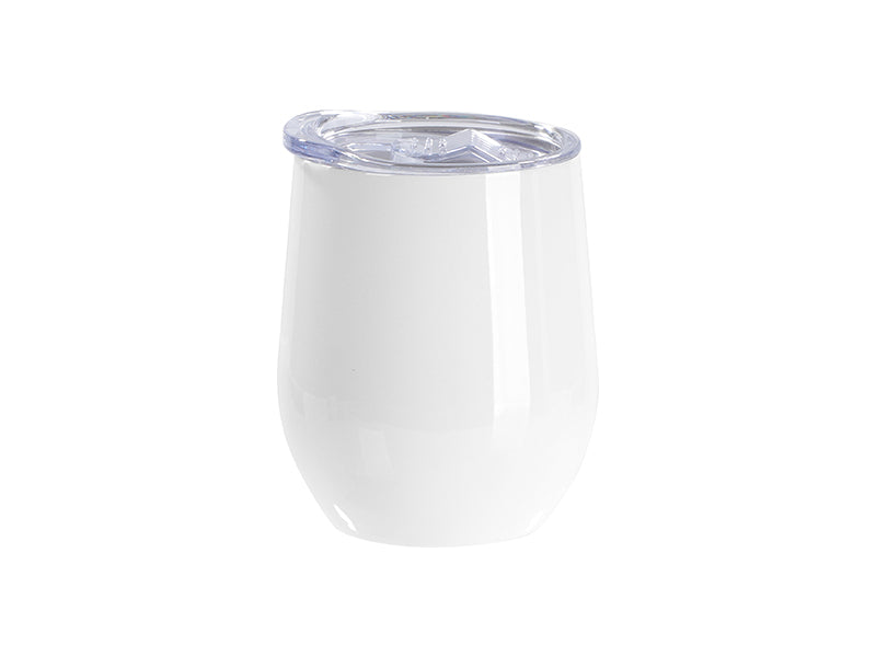 Sublimation Blanks 9oz/260ml Stainless SteelStemless Wine Cup w/ SlideLid (White)