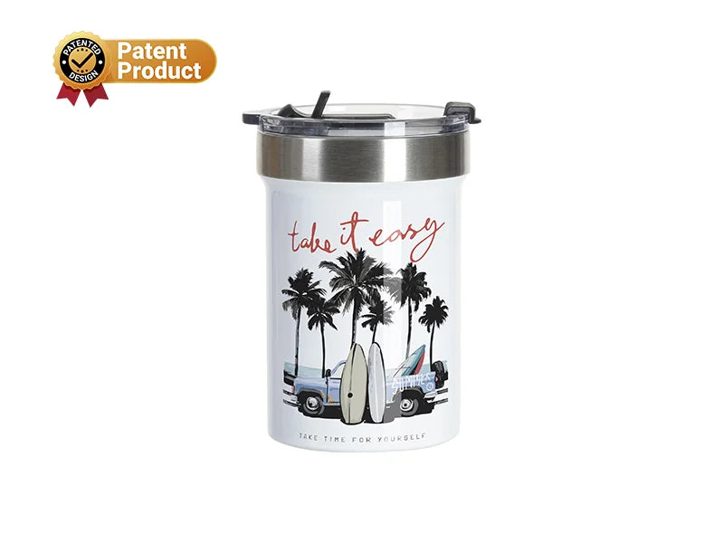 Sublimation Blanks 18oz/550ml Stainless Steel Travel Tumbler with Flip Lid (White)