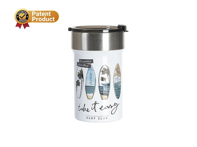 Sublimation Blanks 13oz/400ml Stainless Steel Travel Tumbler with Flip Lid (White)