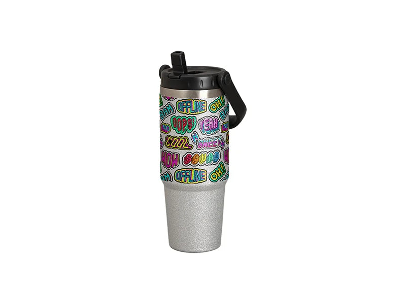 30oz Sublimation Glitter Tumbler-Silver