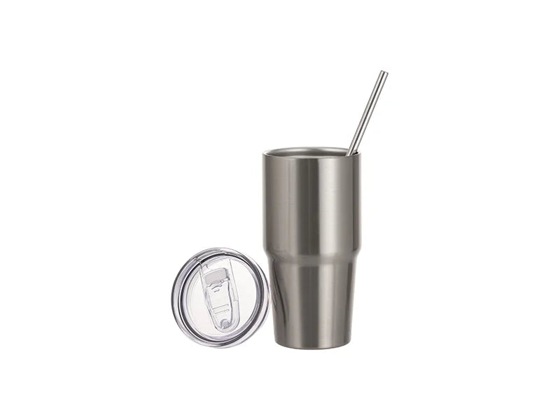 Sublimation Blanks 20oz/600ml Stainless Steel Travel Tumbler with Lid & Straw (Silver)