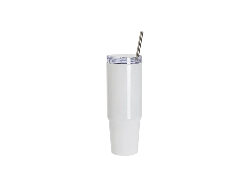 Sublimation Blanks 36oz/1080ml Stainless Steel Travel Tumbler with Lid & Straw(White)