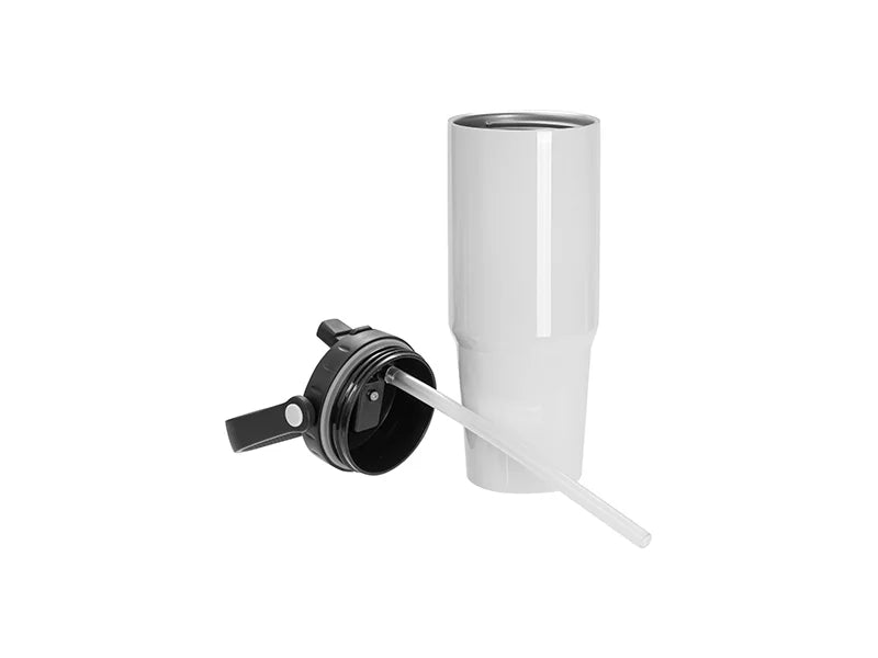 Sublimation Blanks 30oz/900ml Stainless Steel Travel Tumbler with Portable Lid(White)