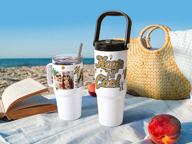 Sublimation Blanks 30oz/900ml Stainless Steel Travel Tumbler with Lid & Straw(White)