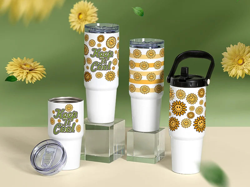 Sublimation Blanks 36oz/1080ml Stainless Steel Travel Tumbler with Lid & Straw(White)