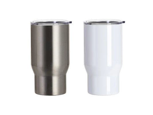 Sublimation Blanks 18oz/550ml Stainless Steel Travel Tumbler with Clear Flat Lid (Silver)