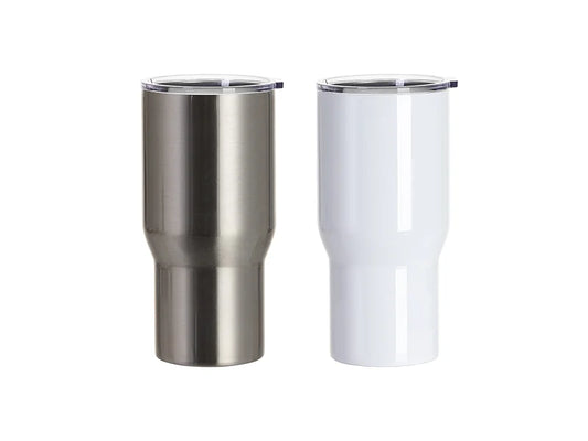 Sublimation Blanks 22oz/650ml Stainless Steel Travel Tumbler with Clear Flat Lid (Silver)