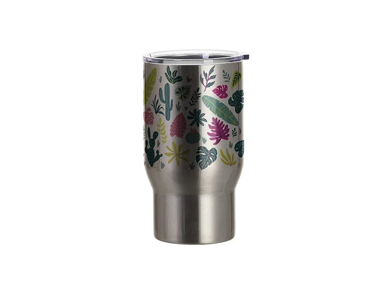 Sublimation Blanks 18oz/550ml Stainless Steel Travel Tumbler with Clear Flat Lid (Silver)
