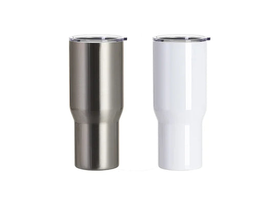 Sublimation Blanks 25oz/750ml Stainless Steel Travel Tumbler with Clear Flat Lid (White)