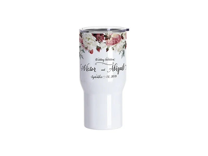 Sublimation Blanks 22oz/650ml Stainless Steel Travel Tumbler with Clear Flat Lid (White)
