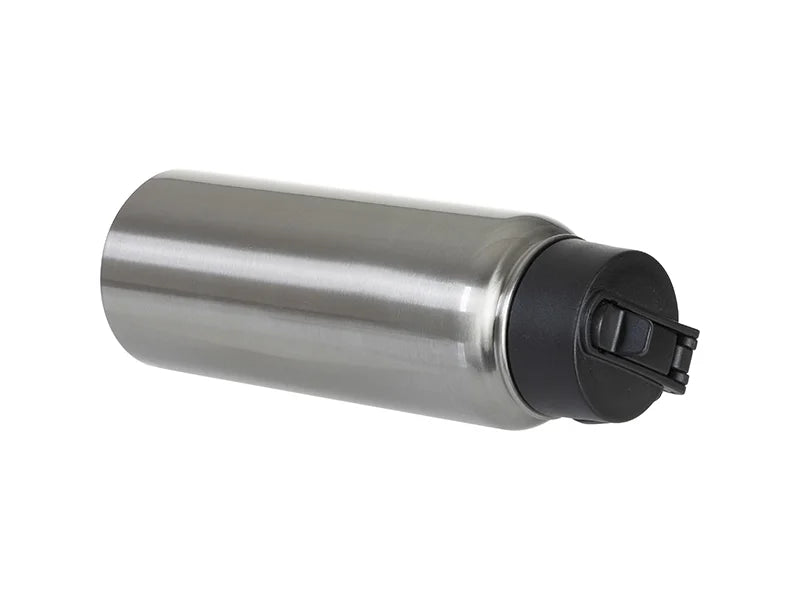 30oz/900ml Stainless Steel Water Bottle w/ Wide Mouth Straw & Portable Lid (Silver)