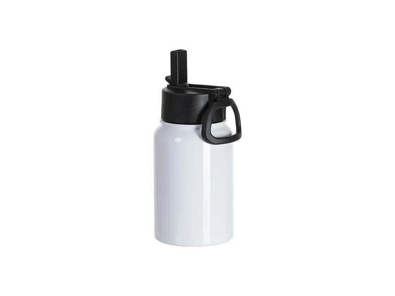 17oz/500ml Stainless Steel Water Bottle w/ Wide Mouth Straw & Portable Lid (White)